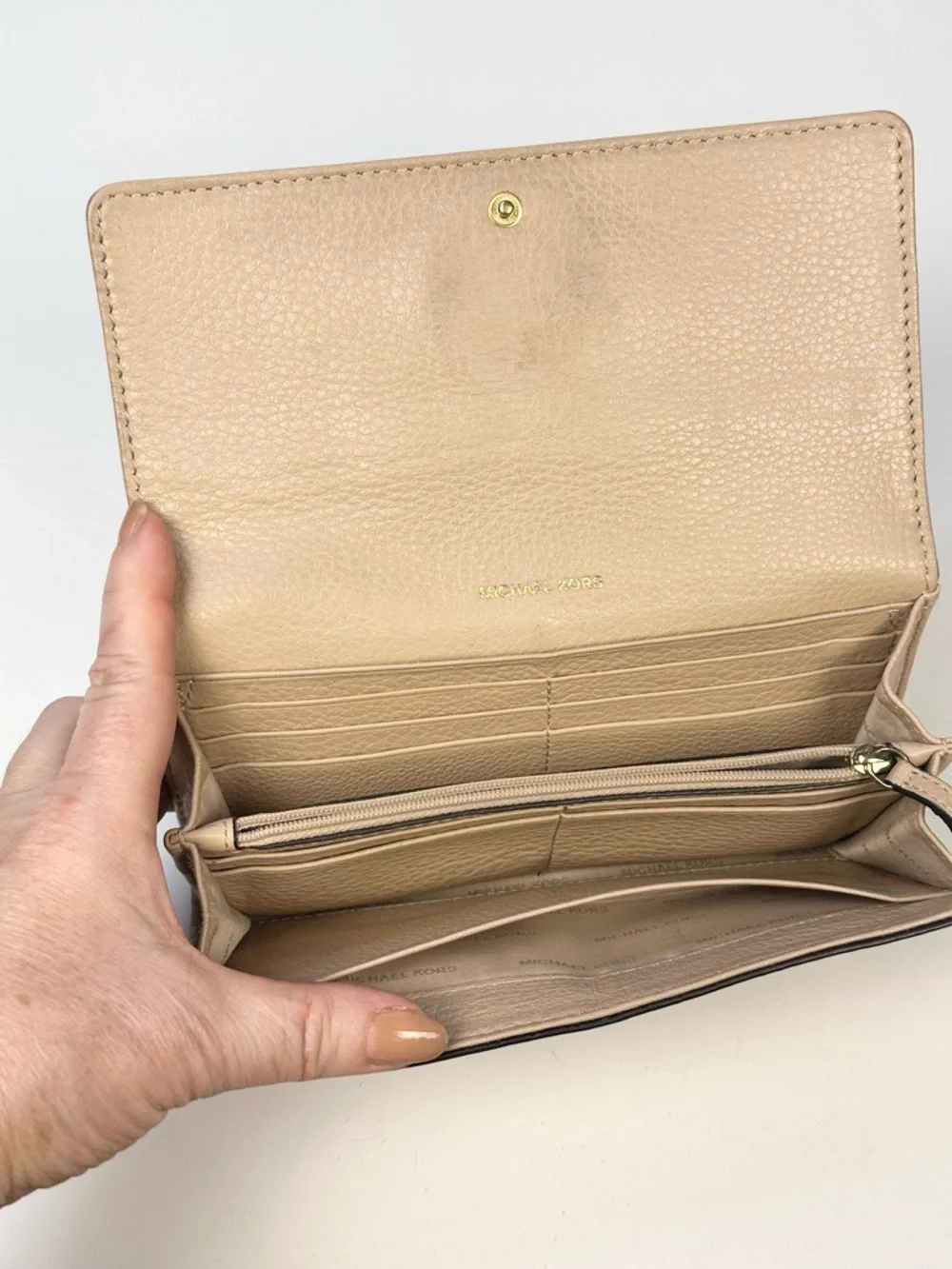 Michael Kors Fulton Carryall Wallet Tan Pebbled Leather